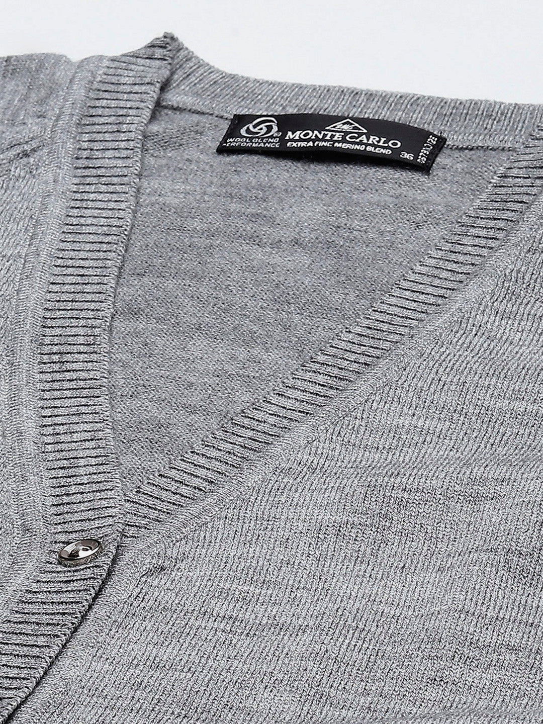 Women Grey Solid V Neck Full Sleeve Cardigan