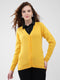Women Yellow Solid V Neck Full Sleeve Cardigan