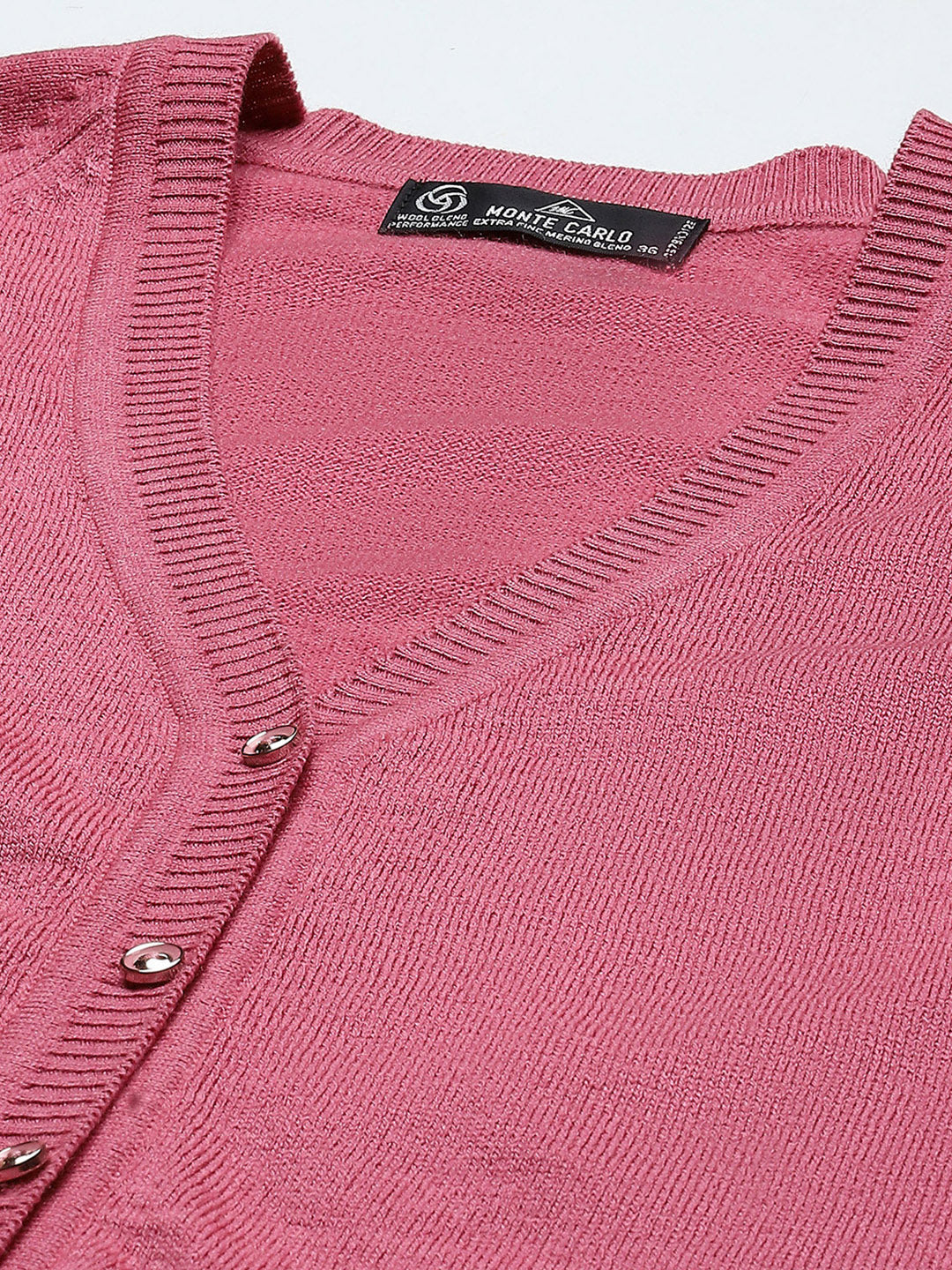 Women Pink Solid V Neck Full Sleeve Cardigan