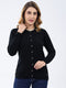 Women Black Solid Round Neck Full Sleeve Cardigan