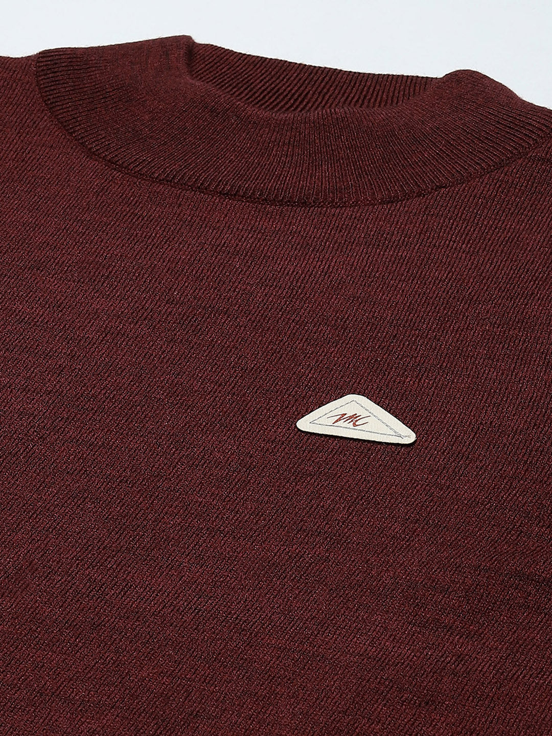 Men Brown Solid Turtle Neck Full Sleeve Pullover