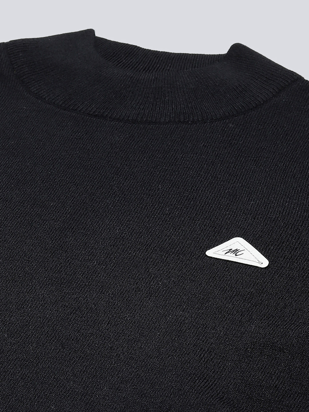 Men Black Solid Turtle Neck Full Sleeve Pullover