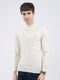 Men Cream Solid Turtle Neck Full Sleeve Pullover