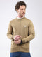 Men Khaki Solid Mock Neck Full Sleeve Pullover