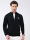 Men Black Solid Mock Neck Full Sleeve Pullover