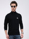 Men Black Solid Mock Neck Full Sleeve Pullover