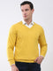 Men Yellow Solid V Neck Full Sleeve Pullover
