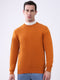 Men Mustard Solid Round Neck Full Sleeve Pullover