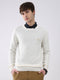 Men White Solid Round Neck Full Sleeve Pullover