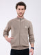 Men Brown Solid Mock Neck Full Sleeve Pullover