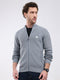 Men Grey Solid Mock Neck Full Sleeve Pullover