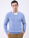Luxuria Men Blue Self Design V Neck Full Sleeve Pullover