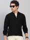 Luxuria Men Black Self Design Round Neck Full Sleeve Pullover