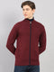 Luxuria Men Maroon Self Design Round Neck Full Sleeve Pullover