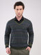 Luxuria Men Green Printed V Neck Full Sleeve Pullover