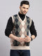 Luxuria Men Beige Printed V Neck Sleeveless Sweater