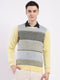 Luxuria Men Yellow Self Design Round Neck Full Sleeve Pullover