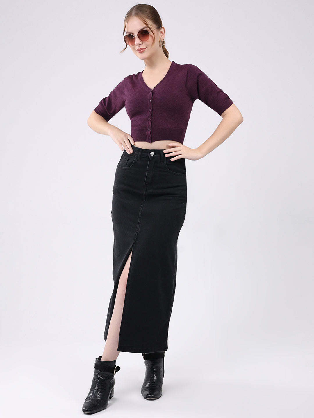 Women Maroon Solid Front Open Half Sleeve Cardigan