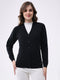Women Black Solid V Neck Full Sleeve Cardigan