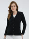 Women Black Solid V Neck Full Sleeve Cardigan