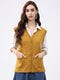 Women Mustard Solid V Neck Sleeveless Cardigan