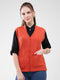 Women Orange Solid V Neck Sleeveless Cardigan