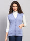 Women Purple Solid V Neck Sleeveless Cardigan