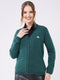 Women Green Solid V Neck Full Sleeve Cardigan