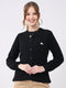 Women Black Solid Round Neck Full Sleeve Cardigan