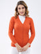Women Orange Solid V Neck Full Sleeve Cardigan