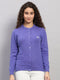 Women Purple Solid Round Neck Full Sleeve Cardigan