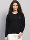 Women Black Solid V Neck Full Sleeve Cardigan