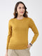Women Mustard Solid Round Neck Full Sleeve Winter Top