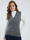 Women Grey Solid V Neck Sleeveless Cardigan