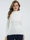 Women White Solid Turtle Neck Full Sleeve Sceavy