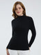 Women Black Solid Turtle Neck Full Sleeve Sceavy