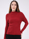 Women Maroon Solid T Neck Full Sleeve Sceavy