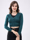 Women Green Solid V Neck Full Sleeve Cardigan