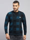 Men Blue Printed V Neck Full Sleeve Pullover