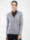 Women Grey Self Design V Neck Full Sleeve Cardigan
