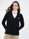 Women Black Self Design V Neck Full Sleeve Cardigan