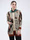 Women Rust Self Design Hooded Full Sleeve Cardigan