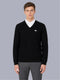 Men Black Self Design V Neck Full Sleeve Pullover