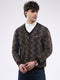 Men Brown Self Design V Neck Full Sleeve Pullover