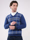 Men Dark Blue Printed V Neck Full Sleeve Pullover