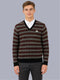 Men Black Jacquard V Neck Full Sleeve Pullover