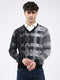 Men Black Self Design V Neck Full Sleeve Pullover