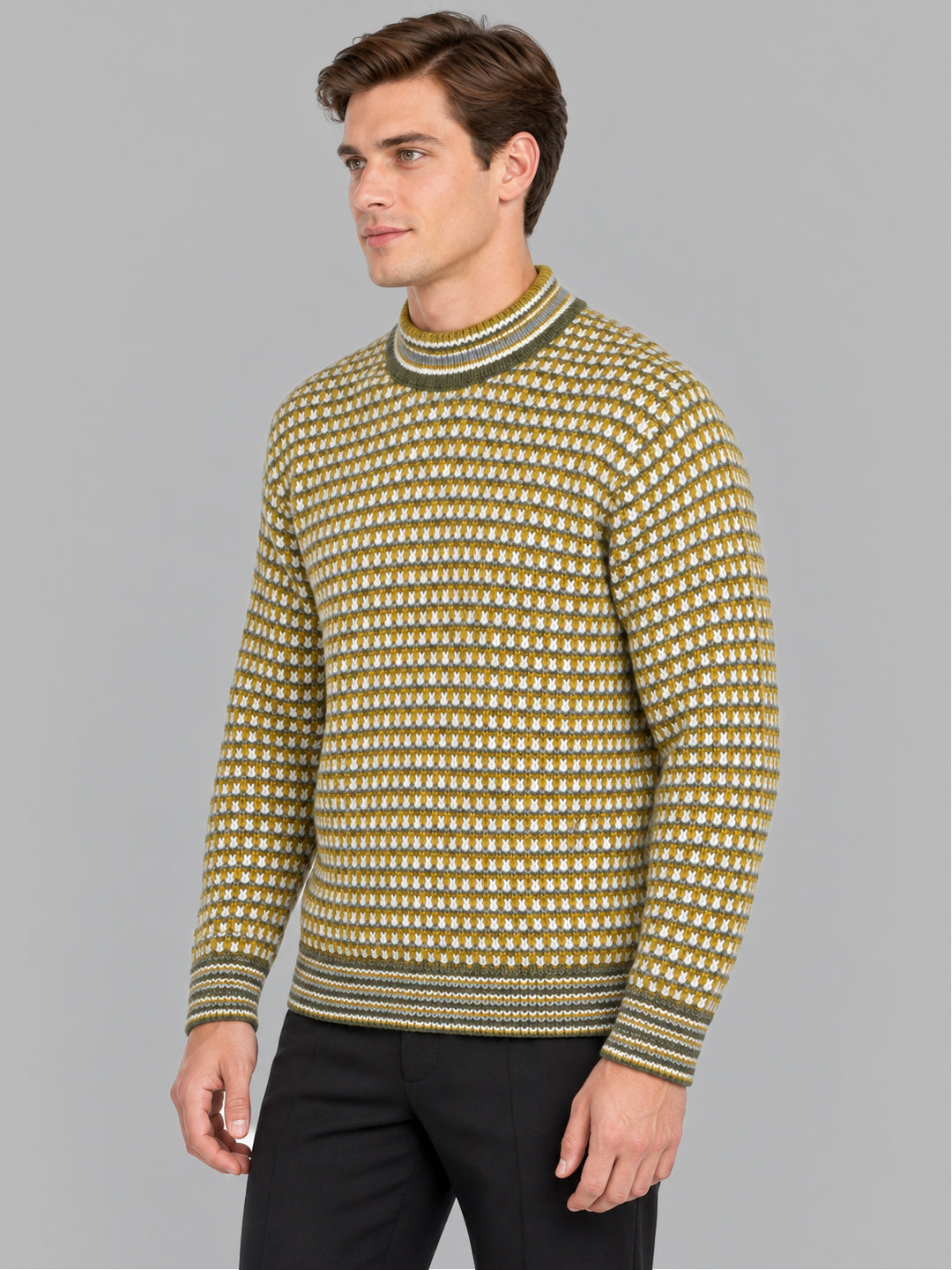 Men Green Designer Turtle Neck Full Sleeve Pullover