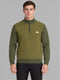 Men Green Jacquard Collar Full Sleeve Pullover