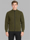 Men Green Self Design Collar Full Sleeve Pullover